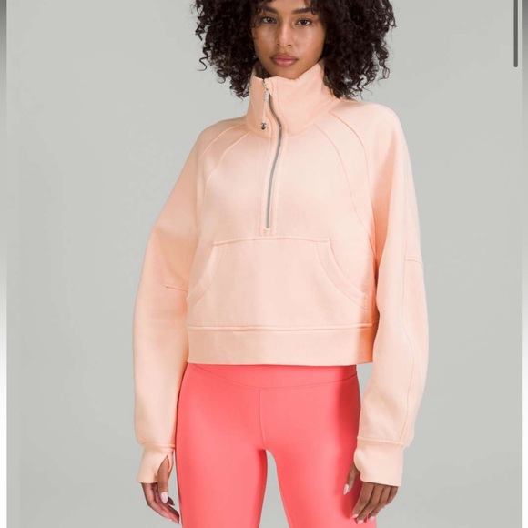 ❤️LULULEMON SCUBA OVERSIZED FUNNEL NECK HALF ZIP HOODIE-PEACH SATIN-M/L & XL/XXL - Picture 8 of 13